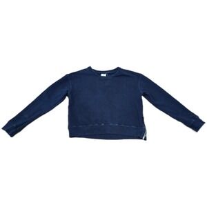 SUNDRY Navy Blue Crewneck Sweatshirt Side Zip Detail Made in USA Size‎ 2